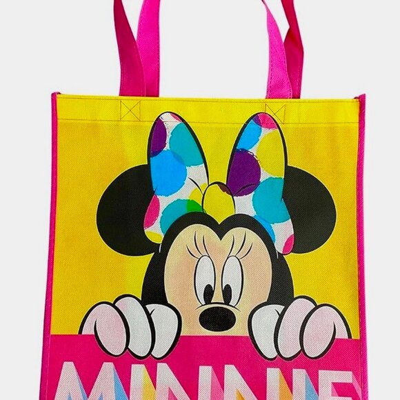 Disney Minnie Mouse Shopper Tote Bag Grocery Beach Shopping Bow Dots Pink - Picture 1 of 9